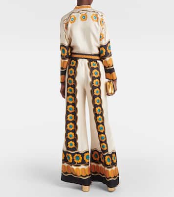 Printed silk twill palazzo pants | La DoubleJ