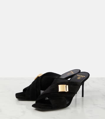 Pantoletten Uma aus Veloursleder | Balmain