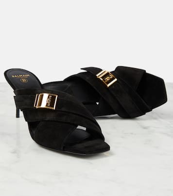 Pantoletten Uma aus Veloursleder | Balmain