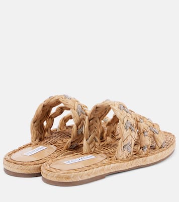Costiera embellished raffia sandals | Aquazzura