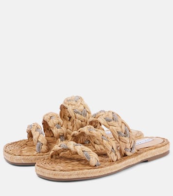 Costiera embellished raffia sandals | Aquazzura