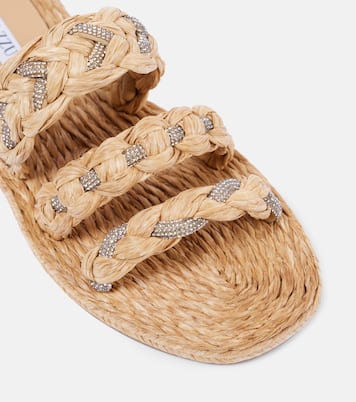 Costiera embellished raffia sandals | Aquazzura