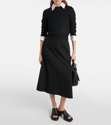 Asymmetric virgin wool midi skirt | Jil Sander