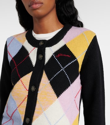 Harlequin argyle wool-blend cardigan | Ganni