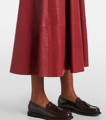 High-Rise-Midirock aus Leder | Brunello Cucinelli