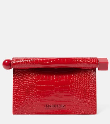 Rond Carré Small croc-effect leather clutch | Jacquemus