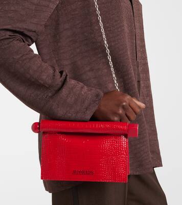 Rond Carré Small croc-effect leather clutch | Jacquemus