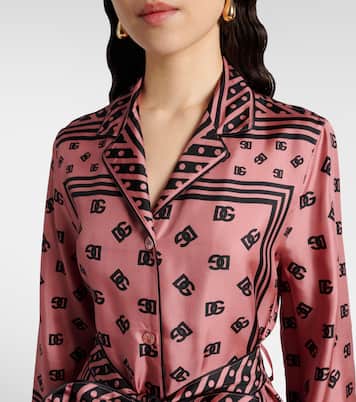 Camisa de satén de seda con DG | Dolce&Gabbana