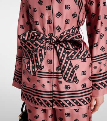 Camisa de satén de seda con DG | Dolce&Gabbana