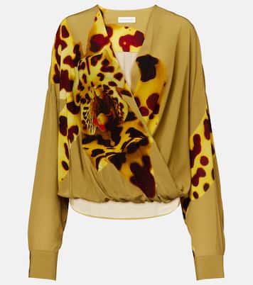 Printed draped satin blouse | Dries Van Noten