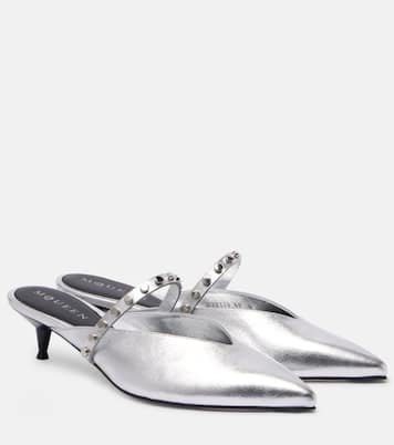 Verzierte Pantoletten aus Metallic-Leder | McQueen