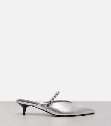 Verzierte Pantoletten aus Metallic-Leder | McQueen