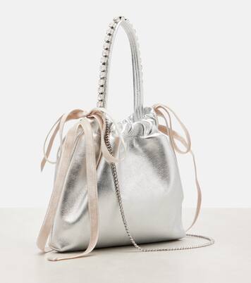 Drawstring Mini embellished leather shoulder bag | Jimmy Choo