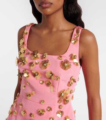 Embellished silk faille minidress | Carolina Herrera