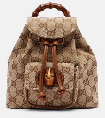 Rucksack Bamboo Medium aus Canvas mit Leder | Gucci