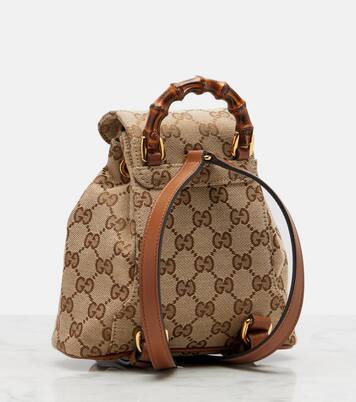 Rucksack Bamboo Medium aus Canvas mit Leder | Gucci