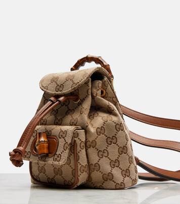 Rucksack Bamboo Medium aus Canvas mit Leder | Gucci