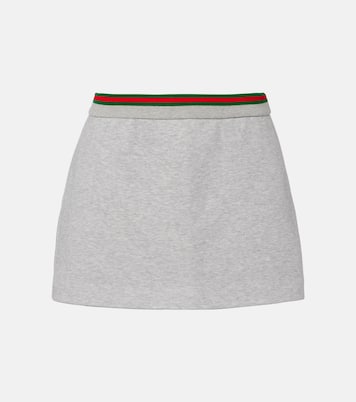 Web Stripe cotton-blend jersey miniskirt | Gucci