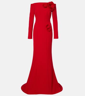 Rory floral-appliqué crêpe gown | Safiyaa