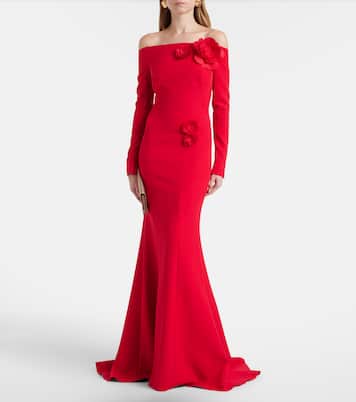 Rory floral-appliqué crêpe gown | Safiyaa