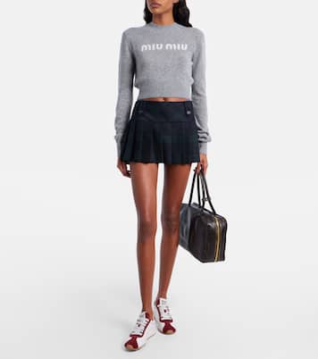 Logo cropped wool and cashmere sweater | Miu Miu
