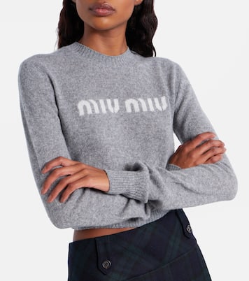 Logo cropped wool and cashmere sweater | Miu Miu