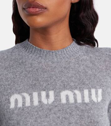 Logo cropped wool and cashmere sweater | Miu Miu