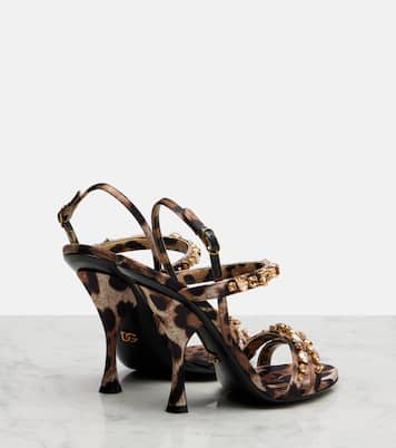 صندل من الساتان بطبعات جلد الفهد Keira 2.0 105 | Dolce&Gabbana