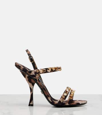 صندل من الساتان بطبعات جلد الفهد Keira 2.0 105 | Dolce&Gabbana