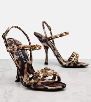 صندل من الساتان بطبعات جلد الفهد Keira 2.0 105 | Dolce&Gabbana