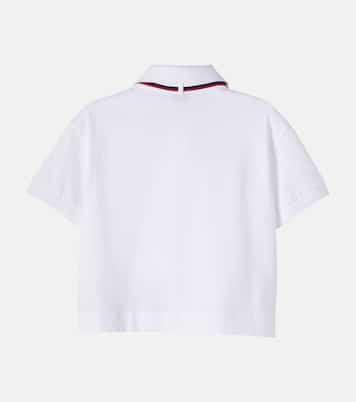 Tie-neck cotton piqué polo shirt | Brunello Cucinelli Kids