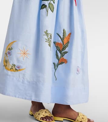 Tangelo appliqué linen maxi skirt | Agua by Agua Bendita