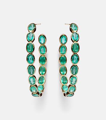 Orecchini Oval Eternity in oro 18kt con smeraldi | Octavia Elizabeth