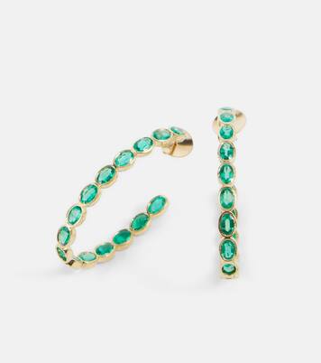 Orecchini Oval Eternity in oro 18kt con smeraldi | Octavia Elizabeth