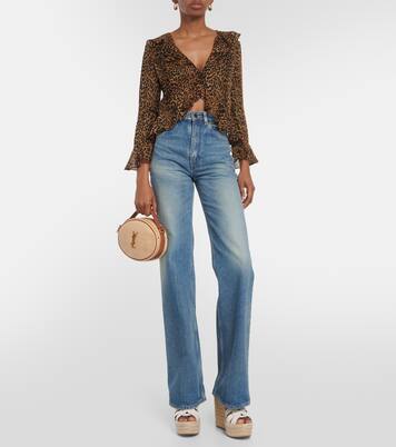 Sac en raphia et cuir | Saint Laurent