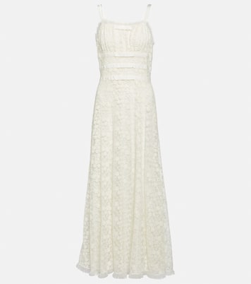 Vestido largo de encaje y tul floral | Rodarte