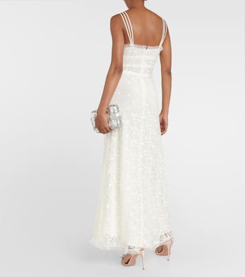 Vestido largo de encaje y tul floral | Rodarte