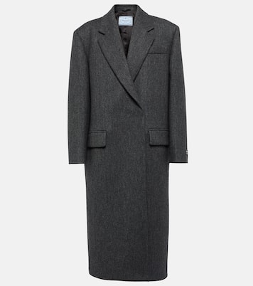 Double-breasted virgin wool coat | Prada