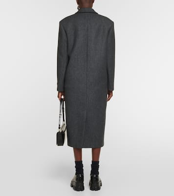 Double-breasted virgin wool coat | Prada