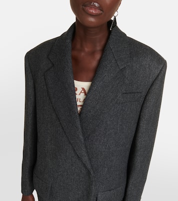 Double-breasted virgin wool coat | Prada