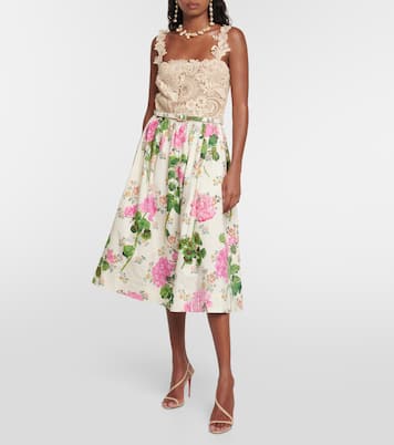 Vestido midi en encaje de guipur floral | Oscar de la Renta