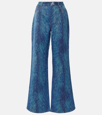 Embellished fur-print flared jeans | Area