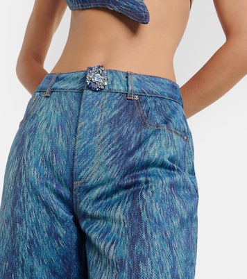 Embellished fur-print flared jeans | Area