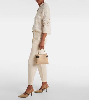 Borsa a spalla in suede con monili | Brunello Cucinelli