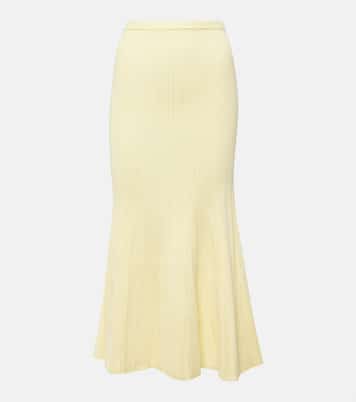 Ribbed-knit flared midi skirt | Self-Portrait