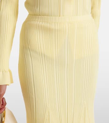 Ribbed-knit flared midi skirt | Self-Portrait