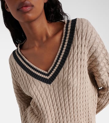 Pull en coton mélangé à sequins | Brunello Cucinelli