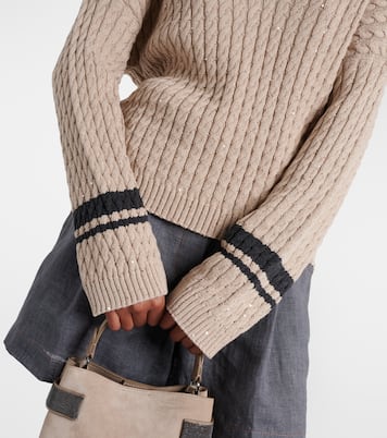 Pull en coton mélangé à sequins | Brunello Cucinelli