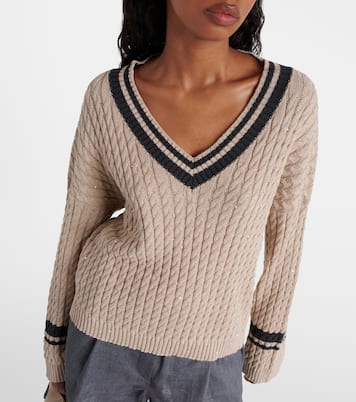 Pull en coton mélangé à sequins | Brunello Cucinelli
