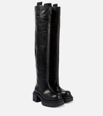 Wader leather over-the-knee boots | Rick Owens